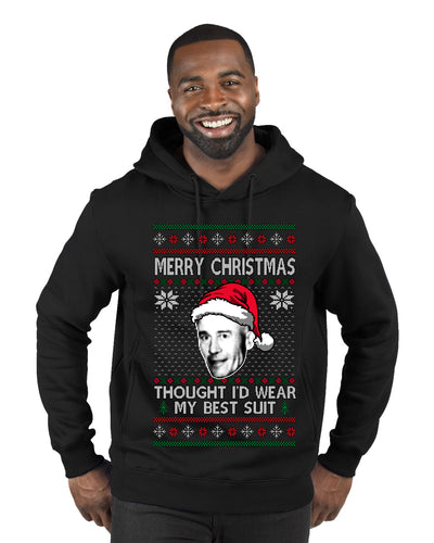 Thought I'd Wear My Best Suit Ed Gein, Ugly Christmas Sweater Premium Graphic Hoodie Sweatshirt