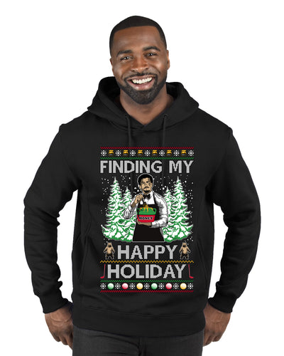 Finding My Happy Holiday, Ugly Christmas Sweater Premium Graphic Hoodie Sweatshirt