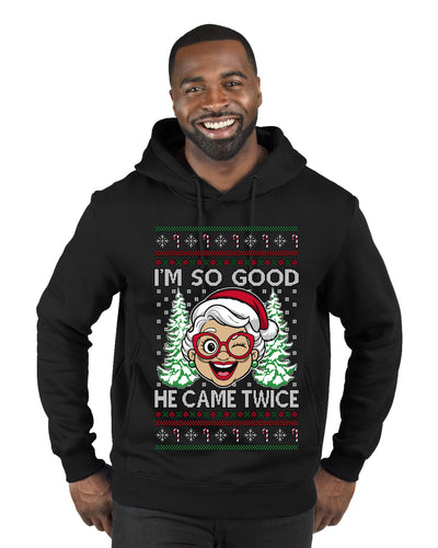 So Good He Came Twice, Ugly Christmas Sweater Unisex Premium Graphic Hoodie Sweatshirt