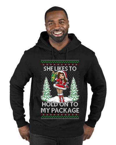 Hold My Package, Ugly Christmas Sweater Unisex Unisex Premium Graphic Hoodie Sweatshirt