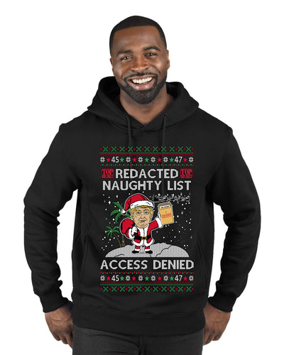 Redacted Naughty List Access Denied, Ugly Christmas Sweater Unisex Unisex Premium Graphic Hoodie Sweatshirt