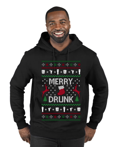 Merry Drunk, Ugly Christmas Sweater Unisex Unisex Premium Graphic Hoodie Sweatshirt