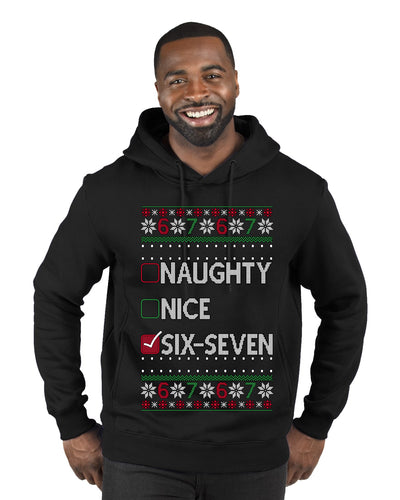 Naughty Nice 6 7 Checklist, Ugly Christmas Sweater Unisex Premium Graphic Hoodie Sweatshirt