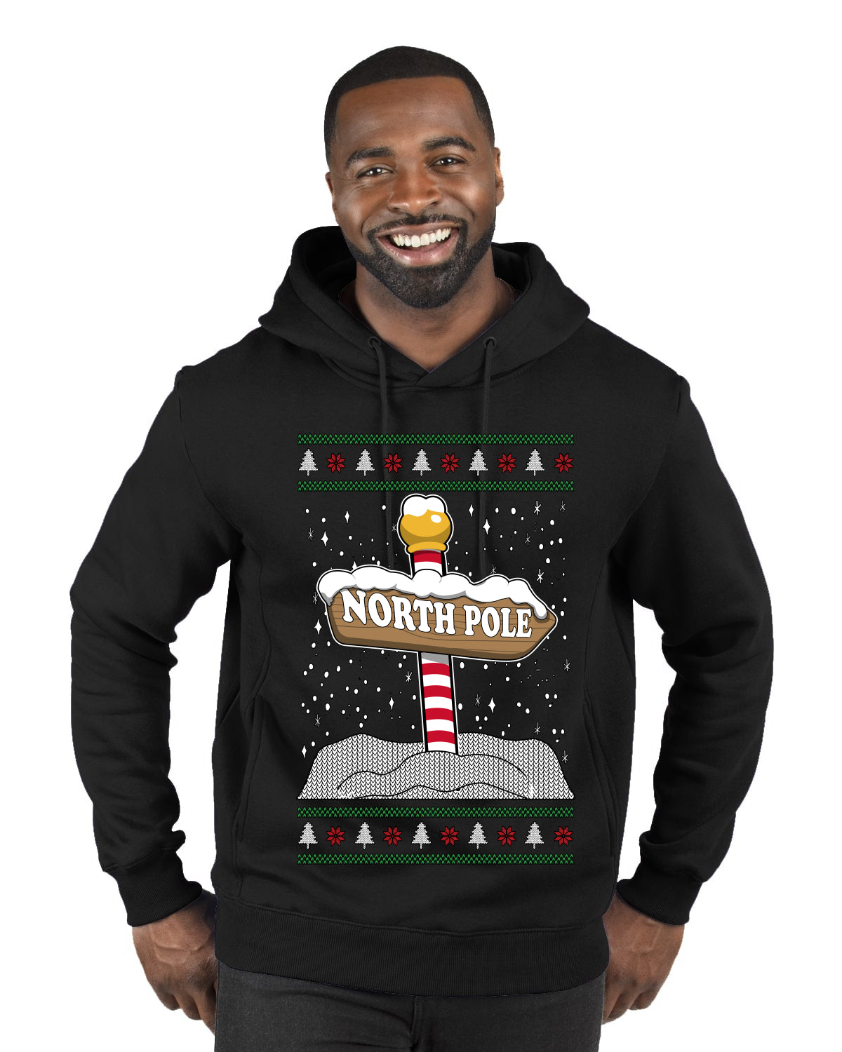 North Pole, Ugly Christmas Sweater Unisex Premium Graphic Hoodie Sweatshirt