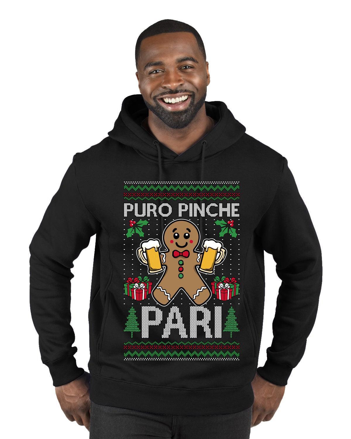 Puro Pinche Pari, Ugly Christmas Sweater Unisex Premium Graphic Hoodie Sweatshirt