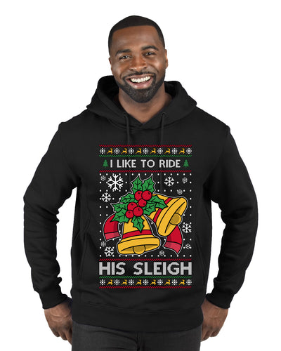 I Like To Ride His Sleigh, Ugly Christmas Sweater Unisex Premium Graphic Hoodie Sweatshirt