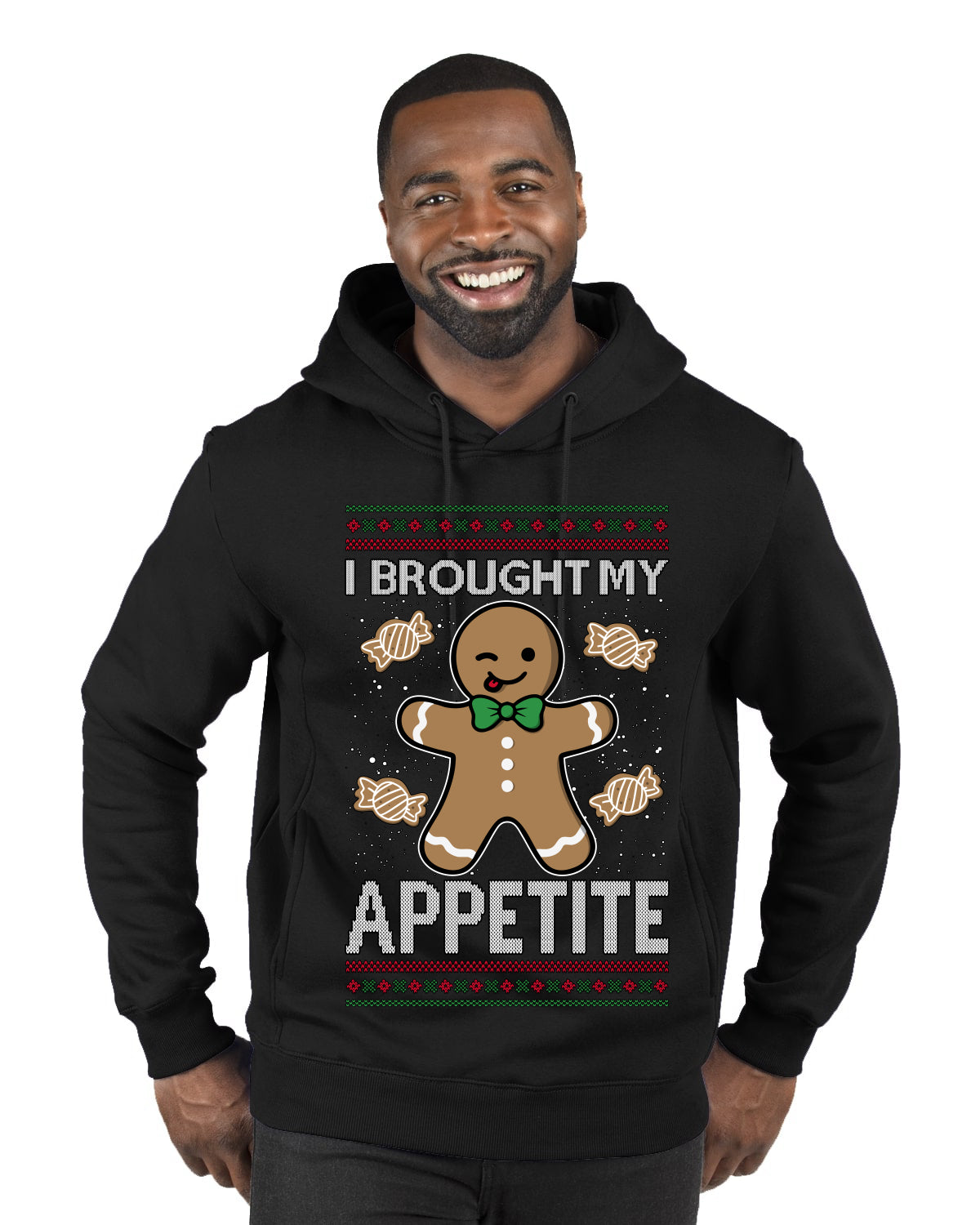 I Brought My Appetitie, Ugly Christmas Sweater Unisex Premium Graphic Hoodie Sweatshirt
