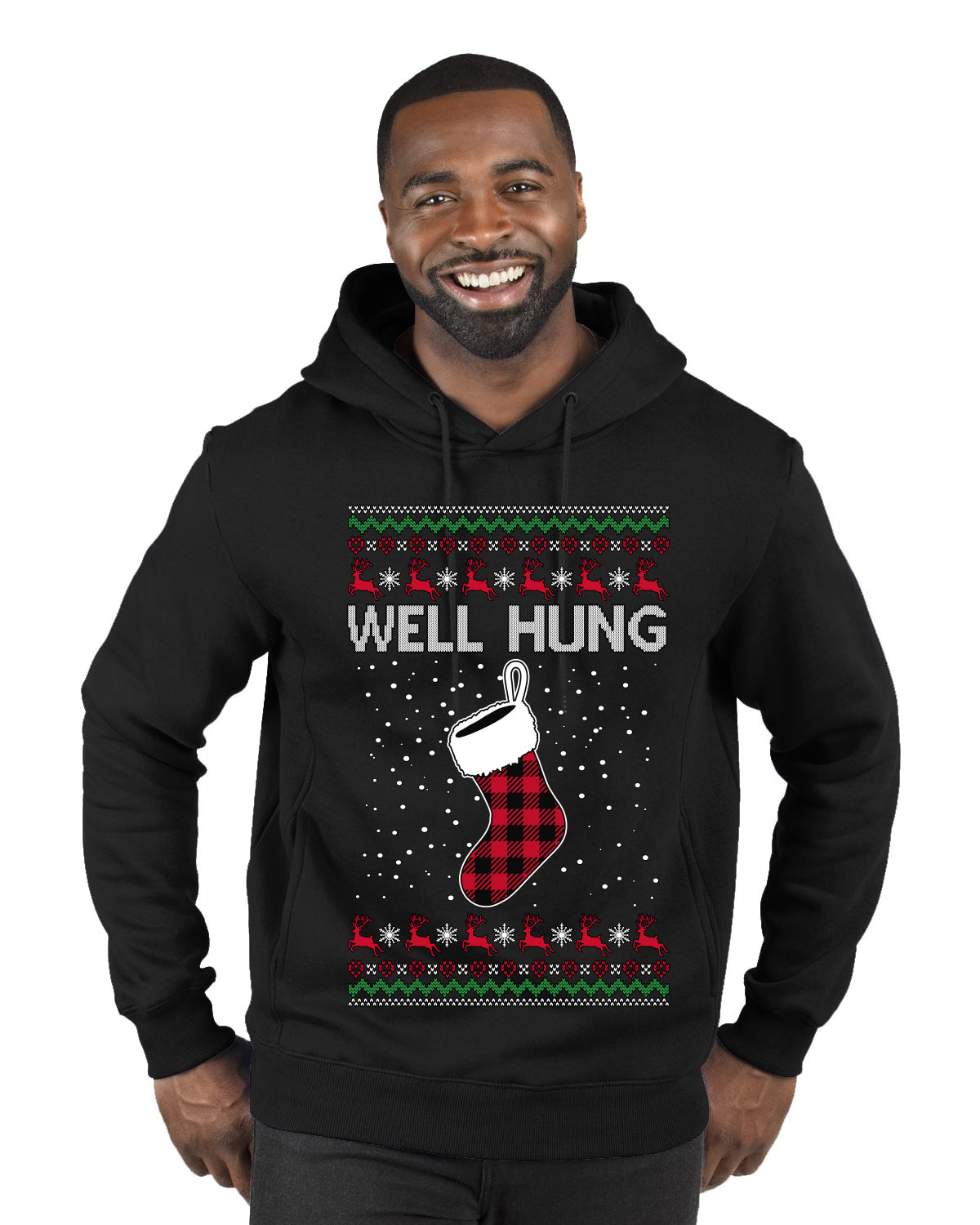 Well Hung, Ugly Christmas Sweater Unisex Premium Graphic Hoodie Sweatshirt