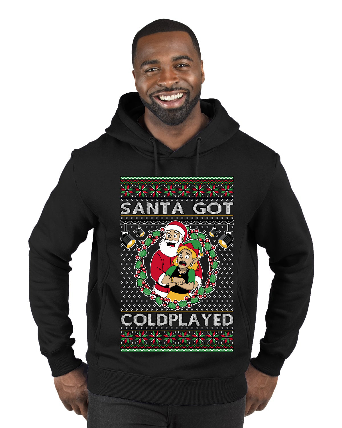 Santa Got Coldplayed, Ugly Christmas Sweater Unisex Premium Graphic Hoodie Sweatshirt
