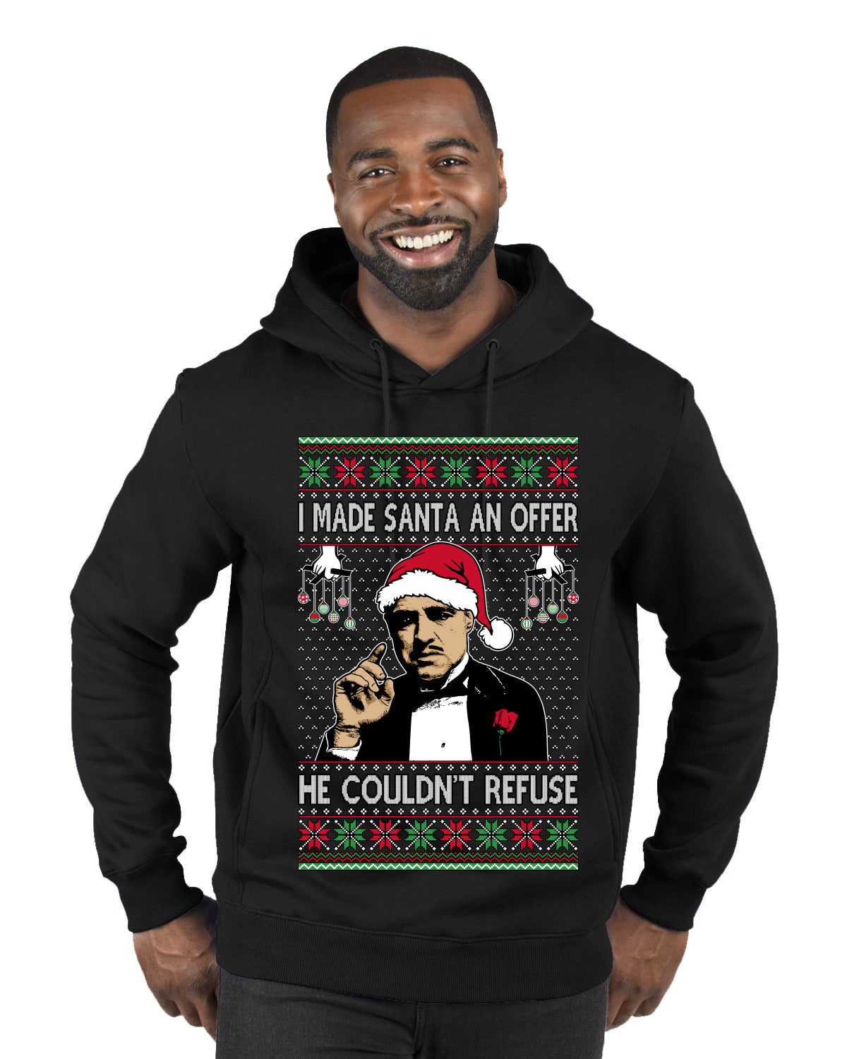 I Made Santa An Offer He Couldn't Refuse Mafia Don, Ugly Christmas Sweater Unisex Premium Graphic Hoodie Sweatshirt