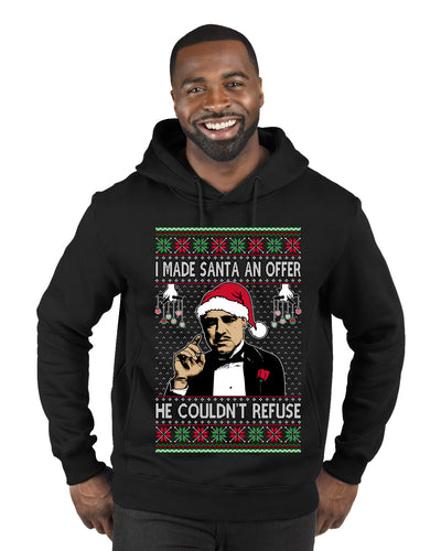 I Made Santa An Offer He Couldn't Refuse Mafia Don, Ugly Christmas Sweater Unisex Premium Graphic Hoodie Sweatshirt