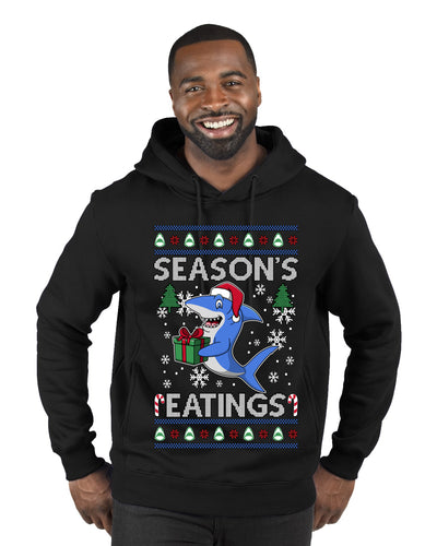 Season's Eatings Shark, Ugly Christmas Sweater Unisex Premium Graphic Hoodie Sweatshirt
