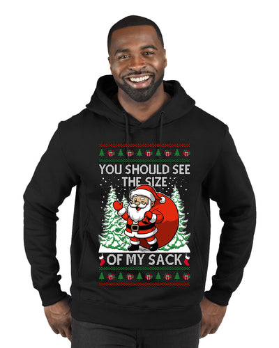 You Should See The Size Of My Sack Naughty Santa, Ugly Christmas Sweater Unisex Premium Graphic Hoodie Sweatshirt