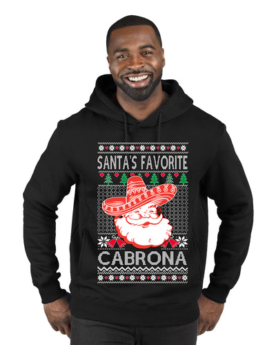 Santa's Favorite Cabrona, Ugly Christmas Sweater Unisex Premium Graphic Hoodie Sweatshirt