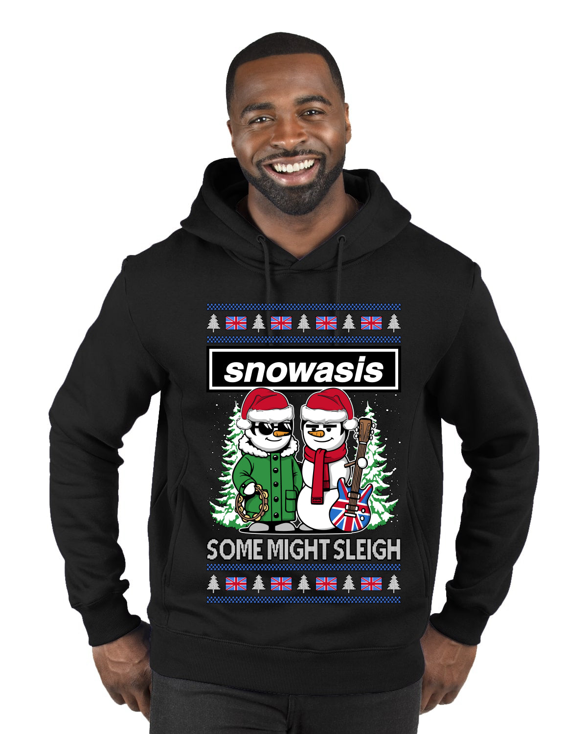 Snowasis English Rock Band Parody, Ugly Christmas Sweater Unisex Premium Graphic Hoodie Sweatshirt