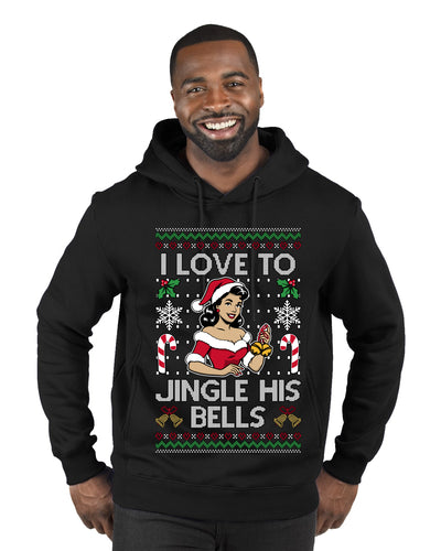 I Love To Jingle His Bells, Ugly Christmas Sweater Unisex Premium Graphic Hoodie Sweatshirt