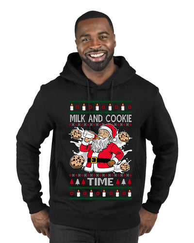 Milk And Cookie Time, Ugly Christmas Sweater Unisex Premium Graphic Hoodie Sweatshirt