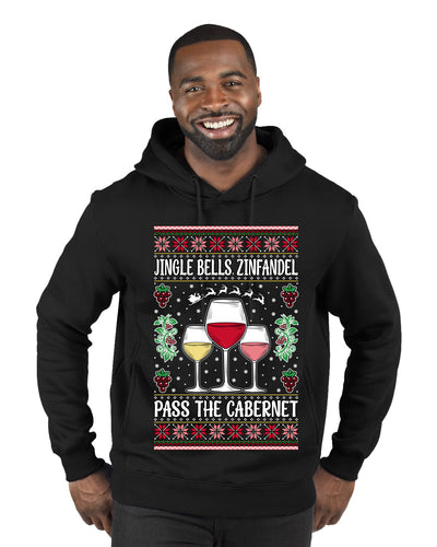 Jingle Bells, Zinfandel Pass The Cabernet Wine Drinker, Ugly Christmas Sweater Unisex Premium Graphic Hoodie Sweatshirt