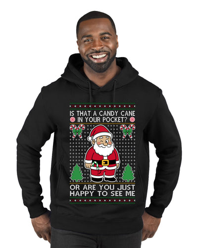 Is That A Candy Cane In Your Pocket Naughty Santa, Ugly Christmas Sweater Unisex Premium Graphic Hoodie Sweatshirt
