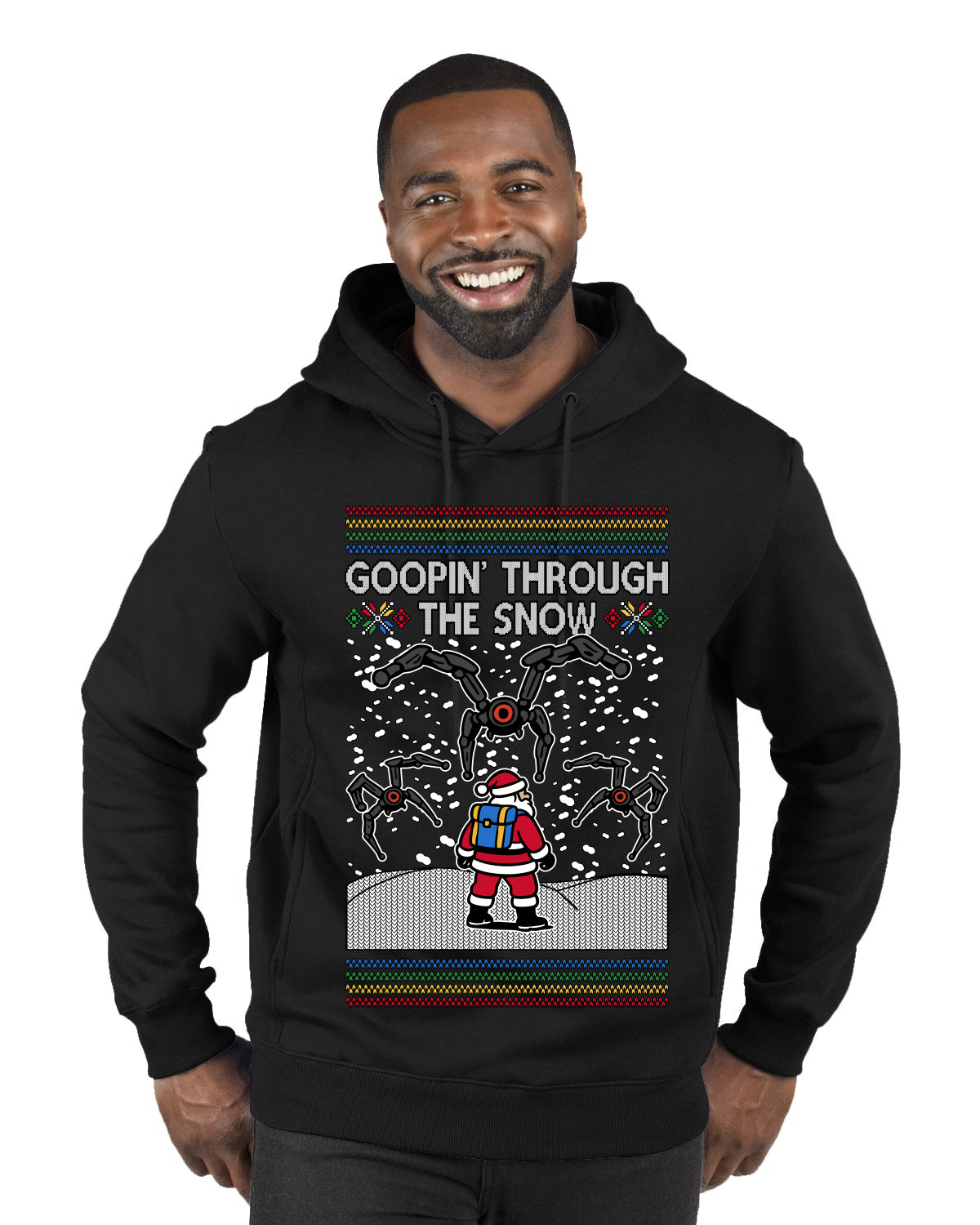 Goopin' Through The Snow Gamer Santa, Ugly Christmas Sweater Unisex Premium Graphic Hoodie Sweatshirt