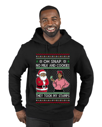 Oh Snap, No Milk And Cookies, They Took my Stamps, Ugly Christmas Sweater Unisex Premium Graphic Hoodie Sweatshirt