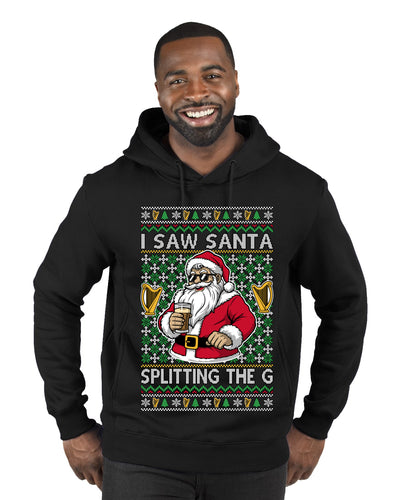 I Saw Santa Splitting The G, Ugly Christmas Sweater Unisex Premium Graphic Hoodie Sweatshirt
