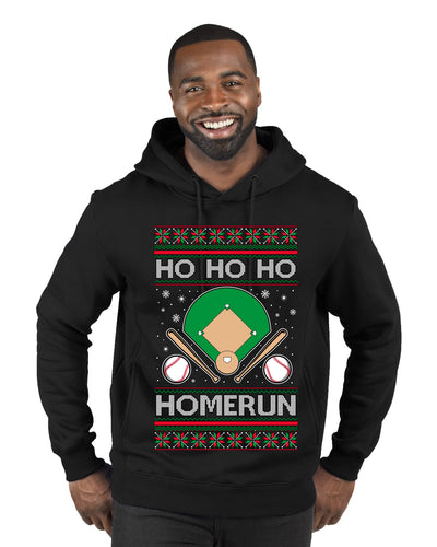 Ho Ho Ho Homerun, Baseball Fan Christmas Design, Ugly Christmas Sweater Unisex Premium Graphic Hoodie Sweatshirt