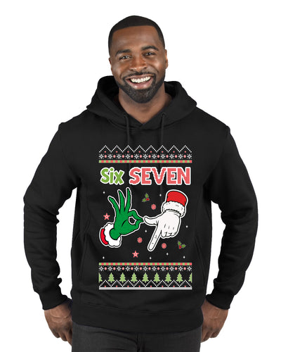 6 7 Christmas Hands, Ugly Christmas Sweater Unisex Premium Graphic Hoodie Sweatshirt