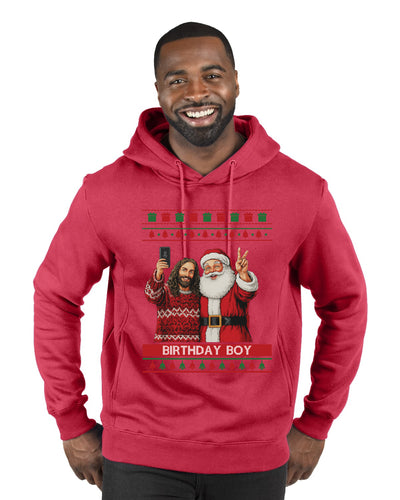 Birthday Boy Jesus, Ugly Christmas Sweater Unisex Premium Graphic Hoodie Sweatshirt