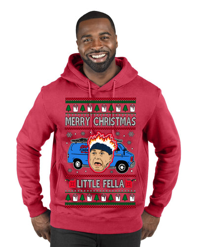 Merry Christmas Little Fella Funny 90s Harry Movie Quote Ugly Christmas Sweater Premium Graphic Hoodie Sweatshirt