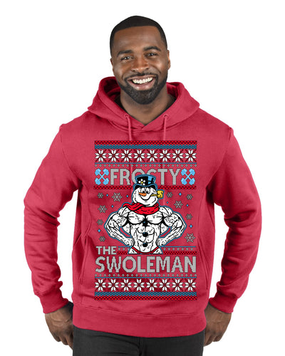 Frosty the Swoleman Funny Workout Lifting Snowman MovieUgly Christmas Sweater Premium Graphic Hoodie Sweatshirt