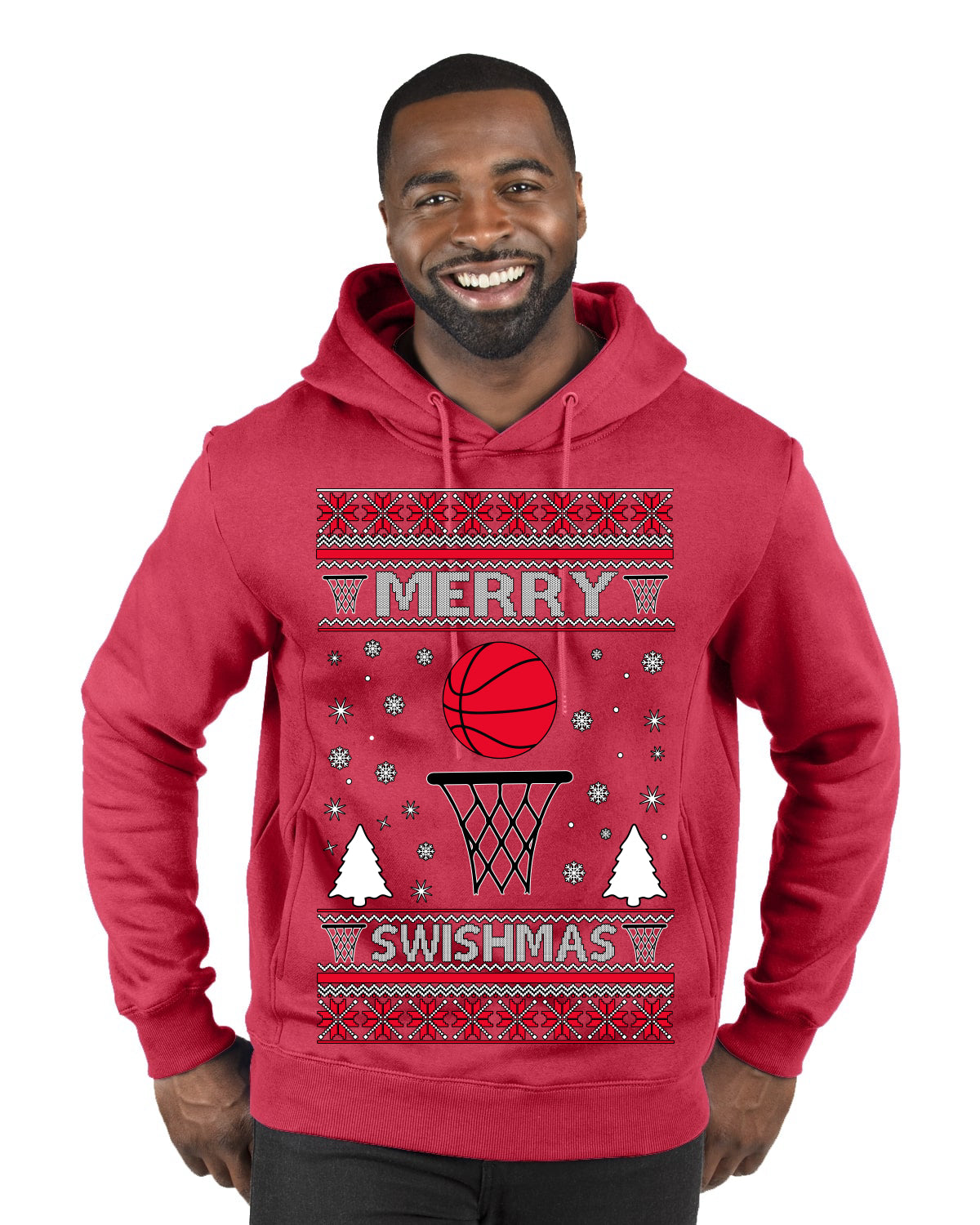 Merry Swishmas Basketball Sports Ugly Christmas Sweater Premium Graphic Hoodie Sweatshirt