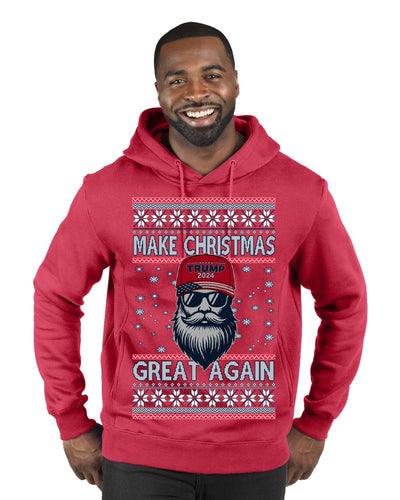 Make Christmas Great Again Trump Santa Claus 2024 MAGA,  Donald Trump JD Vance GOP Republican Ugly Christmas Sweater Premium Graphic Hoodie Sweatshirt