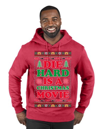 Die Hard is a Christmas Movie Classic, McClane Hans Nakatomi Plaza Xmas Party Holiday Movies Ugly Christmas Sweater Premium Graphic Hoodie Sweatshirt