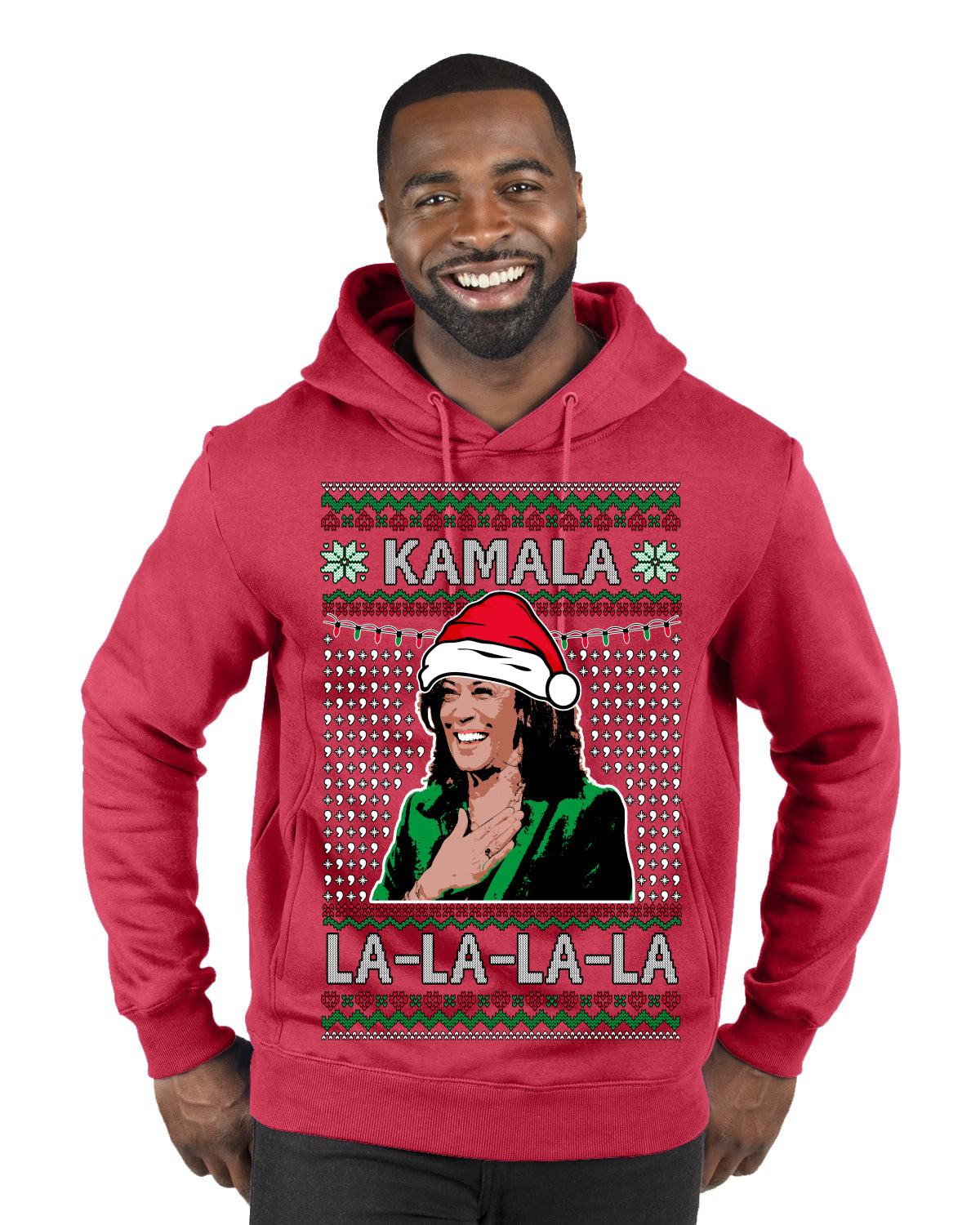Kamala La La Funny Santa Hat Classic Xmas Song Carol Ugly Christmas Sweater Premium Graphic Hoodie Sweatshirt