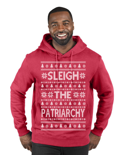 Sleigh the Patriarchy Funny Feminist Middle Class Meme Ugly Christmas Sweater Premium Graphic Hoodie Sweatshirt