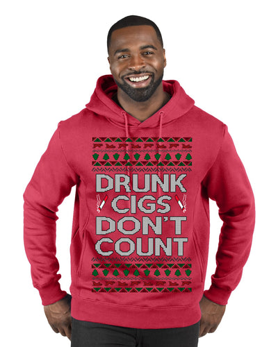 Drunk Cigs Don't Count Funny Cigarette Smoker Cig Ugly Christmas Sweater Premium Graphic Hoodie Sweatshirt