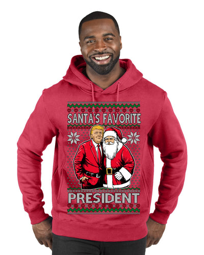 Santa's Favorite President Red Suit Trump Ugly Christmas Sweater Premium Graphic Hoodie Sweatshirt
