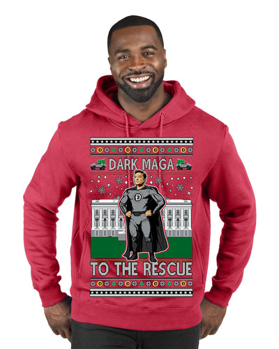 Dark MAGA to the Rescue Elon Superhero Doge Crypto Ugly Christmas Sweater Premium Graphic Hoodie Sweatshirt
