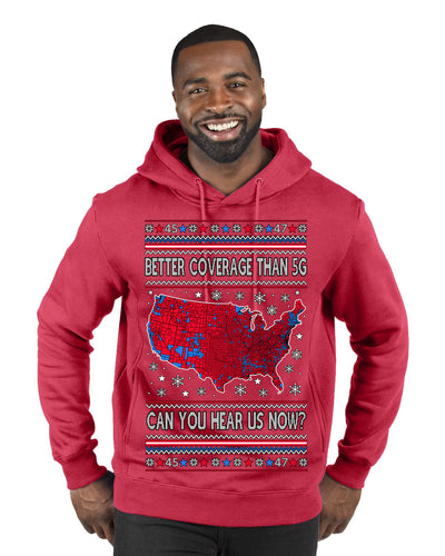 Trump 2024 Better Coverage than 5G Red Wave Landslide Ugly Christmas Sweater Premium Graphic Hoodie Sweatshirt