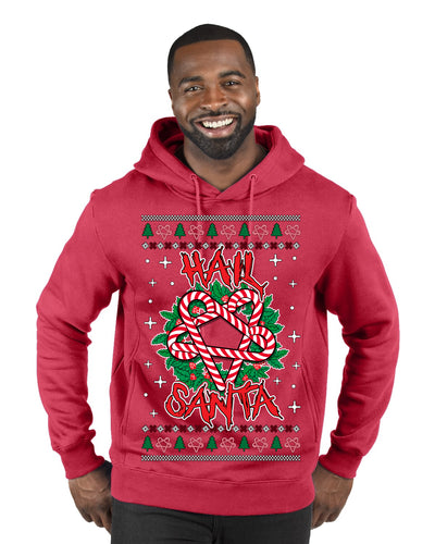 Hail Santa Funny Satanic Candy Devil Heavy Metal Satan Ugly Christmas Sweater Premium Graphic Hoodie Sweatshirt
