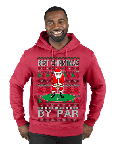 Best Christmas By Par Funny Santa Golfing Pun Sports Golf Ugly Christmas Sweater Premium Graphic Hoodie Sweatshirt