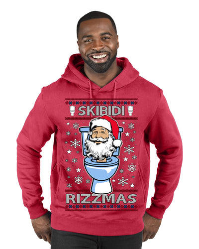 Skibidi Rizzmas Funny Toilet Video Viral Brain Rot Meme, Gen Z Alpha Slang Brainrot Memes Ugly Christmas Sweater Premium Graphic Hoodie Sweatshirt