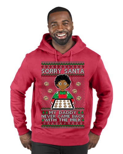 Sorry Santa Dad Never Came Back With Milk, Other Kid, Funny Viral Daddy Left Sad Kid Meme Ugly Christmas Sweater Premium Graphic Hoodie Sweatshirt