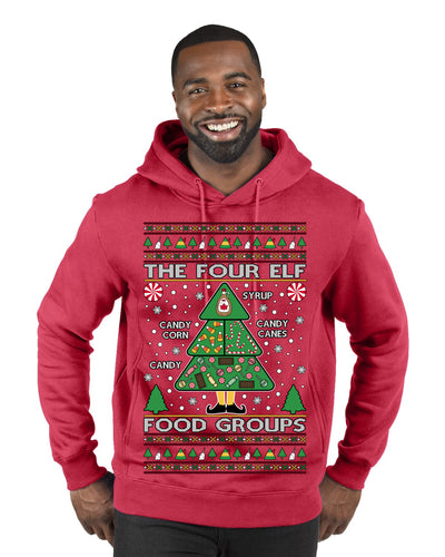 The Four Elf Food Groups Candy Canes Syrup Funny Ugly Christmas Sweater Premium Graphic Hoodie Sweatshirt