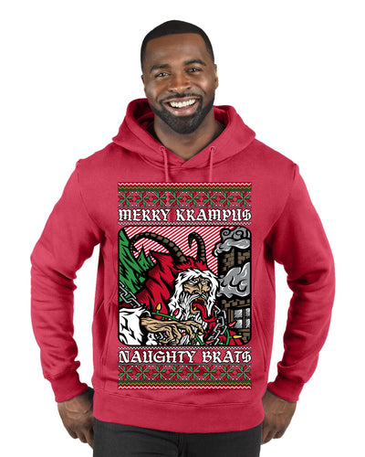 Merry Krampus Naughty Brats | Funny Ugly Christmas Sweater Premium Graphic Hoodie Sweatshirt