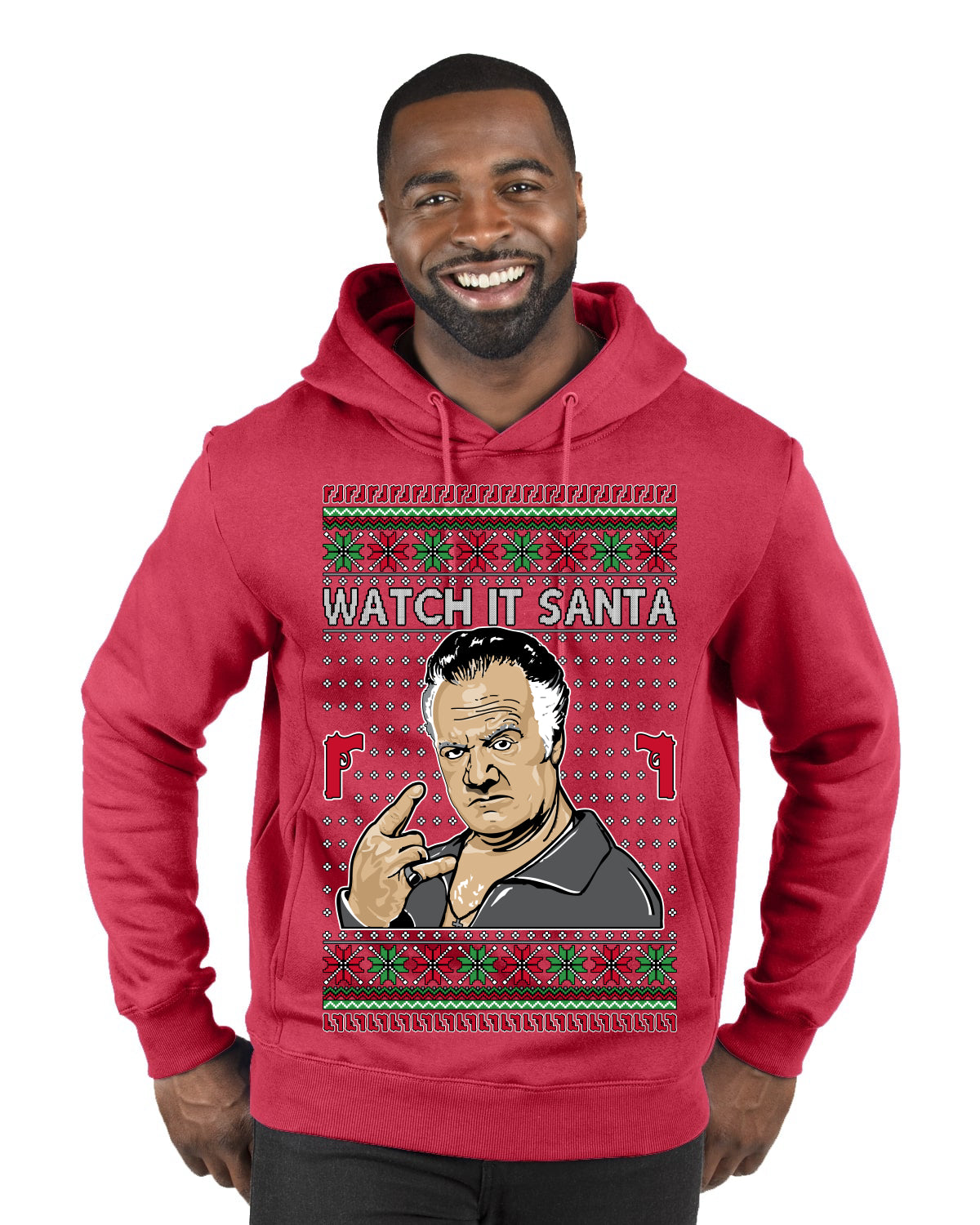 Watch It Santa Funny Paulie Italian Mafia TV Show Ugly Christmas Sweater Premium Graphic Hoodie Sweatshirt