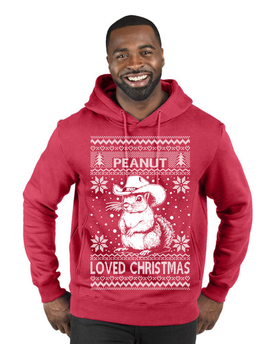 Peanut Loved Christmas RIP Funny Viral Squirrel Meme Ugly Christmas Sweater Premium Graphic Hoodie Sweatshirt