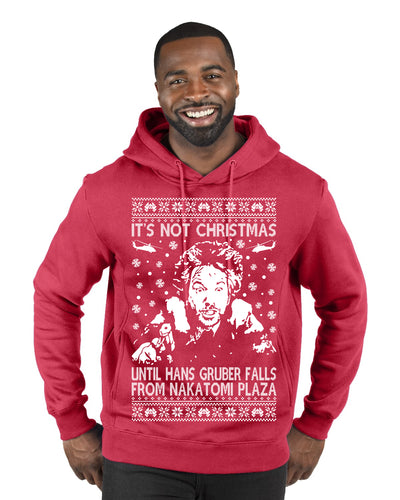 It's Not Christmas Until Hans Gruber Falls From Nakatomi Plaza White Ugly Christmas Sweater Premium Graphic Hoodie Sweatshirt
