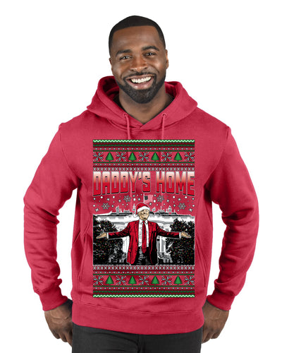 Daddy's Home Red Suit, I'll Be Home for Christmas | Funny Santa Clause President Donald Trump Ugly Christmas Sweater Premium Graphic Hoodie Sweatshirt